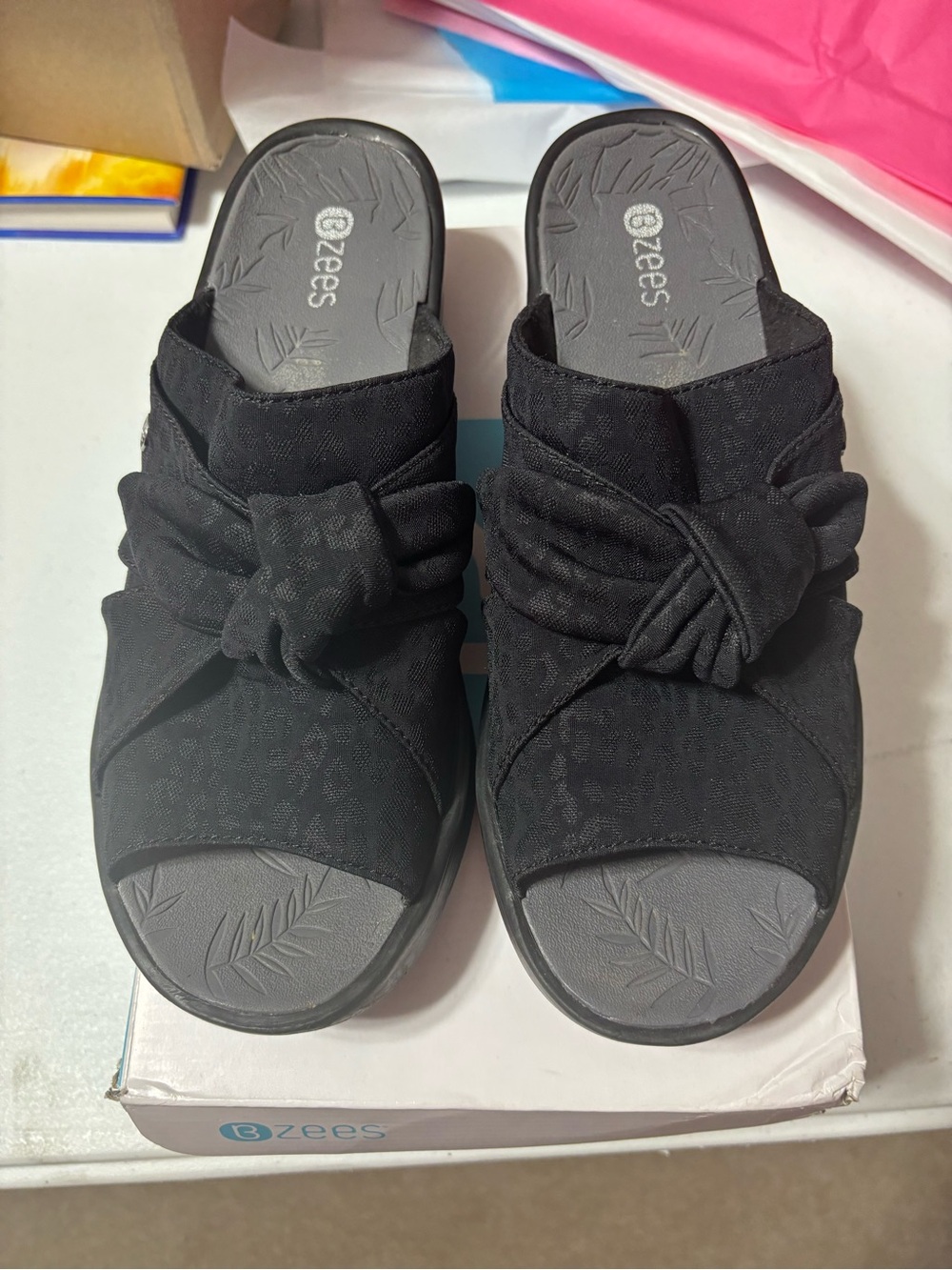 Bzees Black Knotted Slide Mules